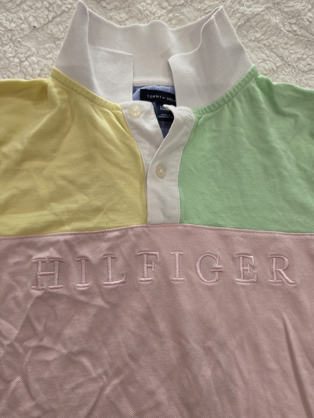 Tommy Hilfiger Kids Pastel Colorblock Polo Shirt - Pink/Yellow/Green